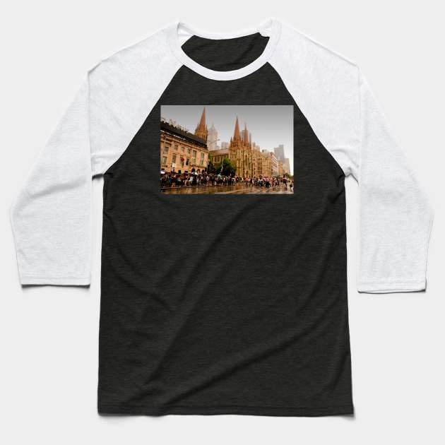 Citylife in the Rain Baseball T-Shirt by Memories4you